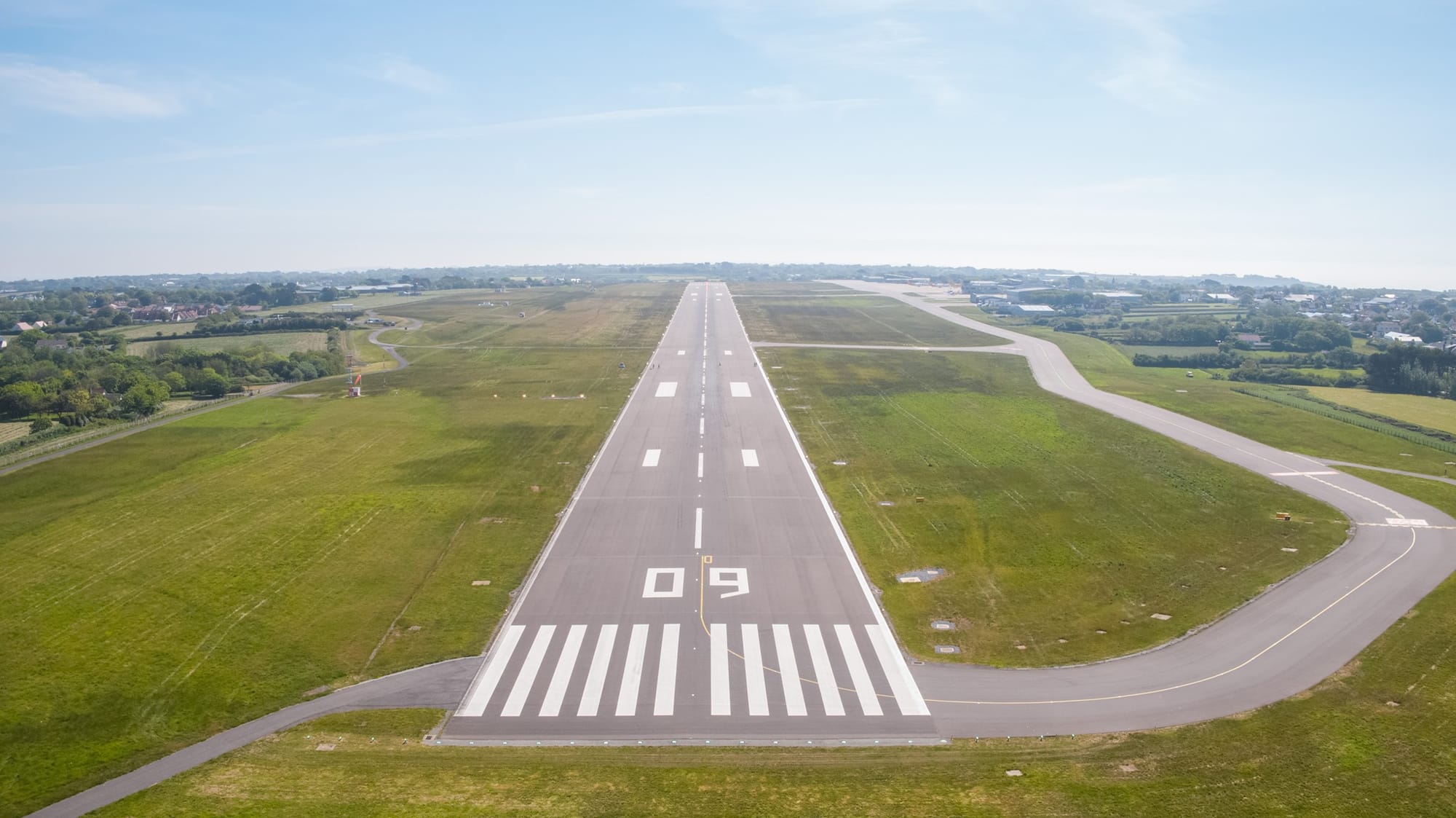 Runway line marking and painting at Guernsey Airport