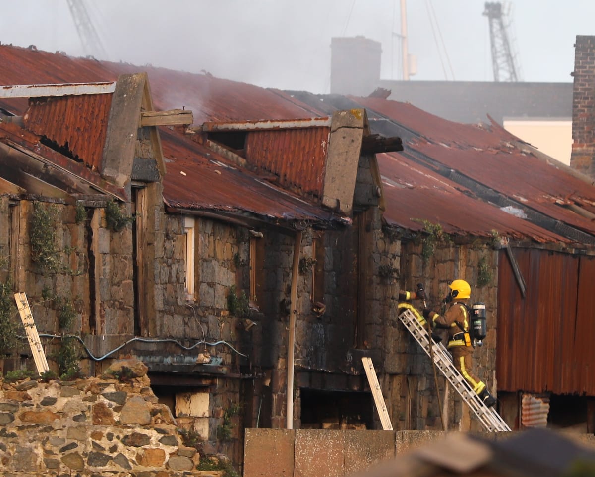 Derelict building burns at Leale’s Yard